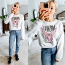  Nashville Midi Graphic Sweatshirt | White Soft Crewneck Long Sleeve Sweater | Cotton