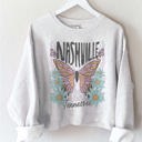  Nashville Midi Graphic Sweatshirt | White Soft Crewneck Long Sleeve Sweater | Cotton