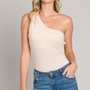  Natasha One Shoulder Knotted Back Bodysuit - NUDE | Nude One Strap Sleeveless Cross-Back Bodysuit | Summer Tank