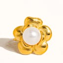  Nova 18K Gold Flower Peal Ring - Size 7 | Summer Accessories | Lead & Nickel Free | Hypoallergenic | Water Resistant
