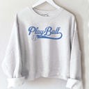  Play Ball Midi Graphic Sweatshirt | Soft Cropped Sweater | Long Sleeves | Baseball | Cotton | Crewneck