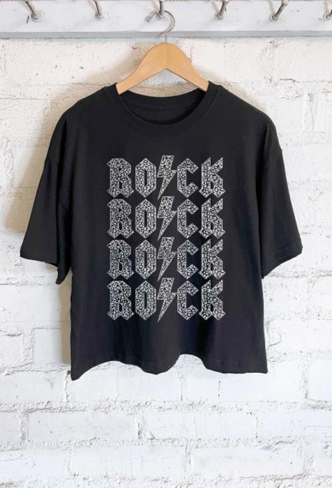 ROCK Graphic Tee | Black Cotton Women's T-Shirt | Concert Apparel