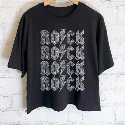 ROCK Graphic Tee | Black Cotton Women's T-Shirt | Concert Apparel