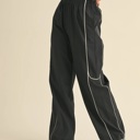  Raina Nylon Track Pants | Black and White Athleisure Pants | Trendy Activewear | Women's Track Pants