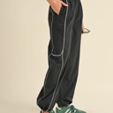  Raina Nylon Track Pants | Black and White Athleisure Pants | Trendy Activewear | Women's Track Pants