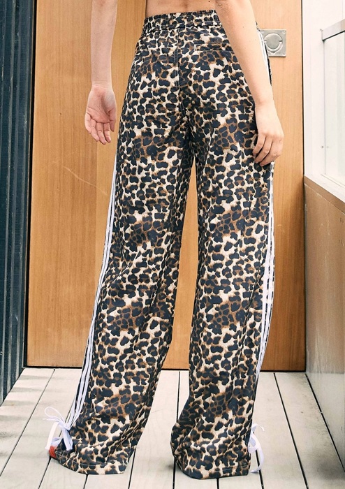Rebecca Cheetah Print Wide Track Pants | Women's Athleisurewear | Elastic Waistband | Pockets | Trendy Fall and Winter Fashion | Ribbon Side Detail | Travel