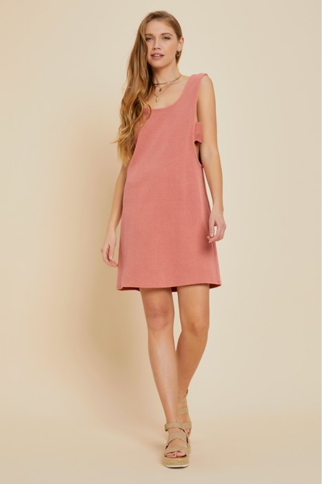 Rebekah Mineral-Washed Mini Dress | Coral Red Vacation Cut-Out Dress | Sleeveless | Ribbed | Cover-Up