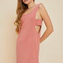  Rebekah Mineral-Washed Mini Dress | Coral Red Vacation Cut-Out Dress | Sleeveless | Ribbed | Cover-Up