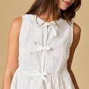  River Sleeveless Triple Bow Self-Tie Top | Women's Sleeveless Top | Trendy Summer Shirt | Lightweight + Trendy