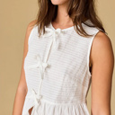  River Sleeveless Triple Bow Self-Tie Top | Women's Sleeveless Top | Trendy Summer Shirt | Lightweight + Trendy