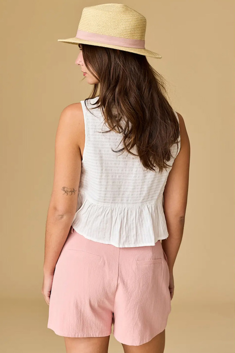 River Sleeveless Triple Bow Self-Tie Top | Women's Sleeveless Top | Trendy Summer Shirt | Lightweight + Trendy