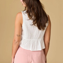  River Sleeveless Triple Bow Self-Tie Top | Women's Sleeveless Top | Trendy Summer Shirt | Lightweight + Trendy