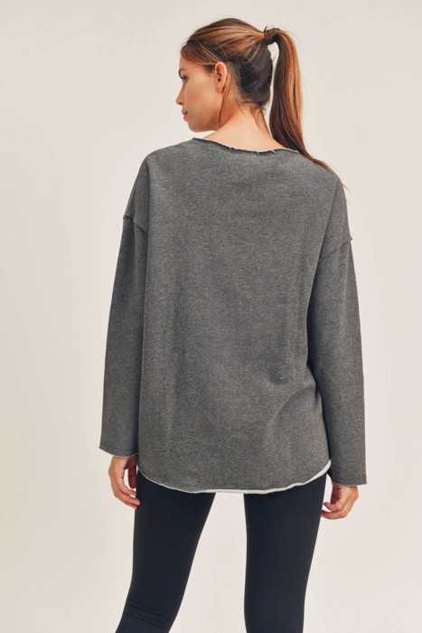 Rocco Brushed Grey Pullover | Fall Sweatshirt | Athleisure | Women's Activewear | Gray Sweater | Fall Fashion Trends