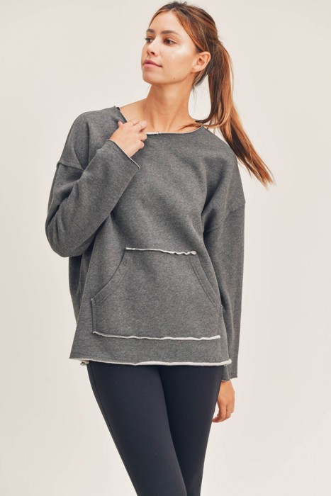 Rocco Brushed Grey Pullover | Fall Sweatshirt | Athleisure | Women's Activewear | Gray Sweater | Fall Fashion Trends