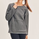  Rocco Brushed Grey Pullover | Fall Sweatshirt | Athleisure | Women's Activewear | Gray Sweater | Fall Fashion Trends