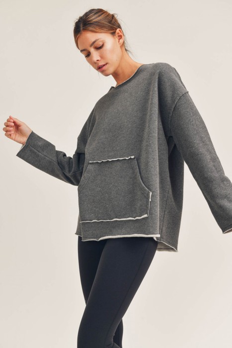 Rocco Brushed Grey Pullover | Fall Sweatshirt | Athleisure | Women's Activewear | Gray Sweater | Fall Fashion Trends
