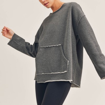 Rocco Brushed Grey Pullover | Fall Sweatshirt | Athleisure | Women's Activewear | Gray Sweater | Fall Fashion Trends