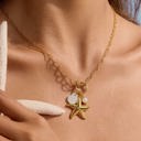  Sahara 18K Gold Non-Tarnish Summer Star and Shell Necklace | Lead & Nickel Free | Hypoallergenic | Water Resistant | Summer Accessories