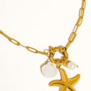  Sahara 18K Gold Non-Tarnish Summer Star and Shell Necklace | Lead & Nickel Free | Hypoallergenic | Water Resistant | Summer Accessories