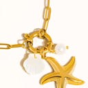  Sahara 18K Gold Non-Tarnish Summer Star and Shell Necklace | Lead & Nickel Free | Hypoallergenic | Water Resistant | Summer Accessories