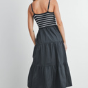  Shyla Striped Knit Top Tiered Maxi Dress | Women's Striped Relaxed Fit Comfy Dress | Casual Vacation Style | Trendy Summer Style