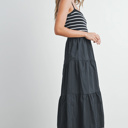  Shyla Striped Knit Top Tiered Maxi Dress | Women's Striped Relaxed Fit Comfy Dress | Casual Vacation Style | Trendy Summer Style