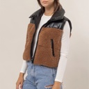  Sophie Sherpa Puffer Vest | Black and Brown Faux Leather Vest | Fall Trends | Trendy Vest