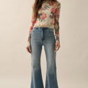  Suzanne Floral-Print Mesh Mock-Neck Thumbhole Top | Women's Shirt | Fall and Winter Trendy Fashion | Holiday Outfit Inspo | Modern Romantic Stylish Statement Piece