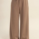  Suzy Flowy Knit Drawstring Pants | Women's Long Comfy Wide-Leg Casual Bottoms | Brown | Fall Fashion