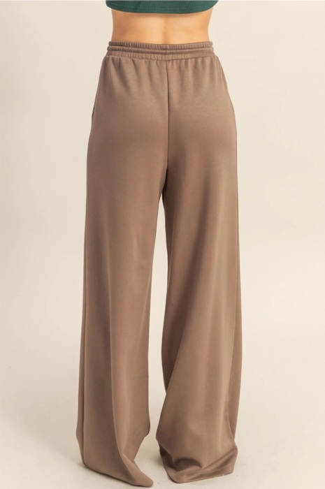 Suzy Flowy Knit Drawstring Pants | Women's Long Comfy Wide-Leg Casual Bottoms | Brown | Fall Fashion