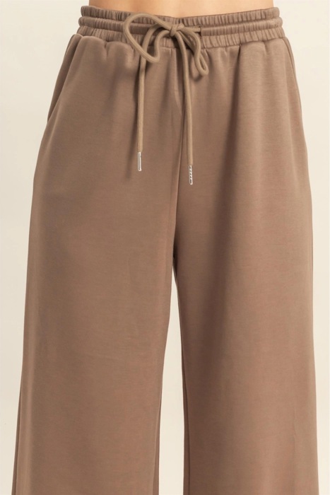 Suzy Flowy Knit Drawstring Pants | Women's Long Comfy Wide-Leg Casual Bottoms | Brown | Fall Fashion