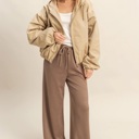  Suzy Flowy Knit Drawstring Pants | Women's Long Comfy Wide-Leg Casual Bottoms | Brown | Fall Fashion