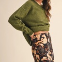  Taryn Contrast Knit Scalloped Edge Sweater