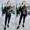  Tatum Puffer Crop Jacket | Black Trendy Puffer Winter Jacket | Metallic | Cropped | Stylish Winter Fashion