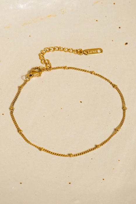 Vivi 18K Gold Classic Bead Chain Anklet | Lead & Nickel Free | Hypoallergenic | Water Resistant