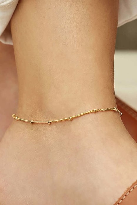 Vivi 18K Gold Classic Bead Chain Anklet | Lead & Nickel Free | Hypoallergenic | Water Resistant