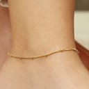  Vivi 18K Gold Classic Bead Chain Anklet | Lead & Nickel Free | Hypoallergenic | Water Resistant