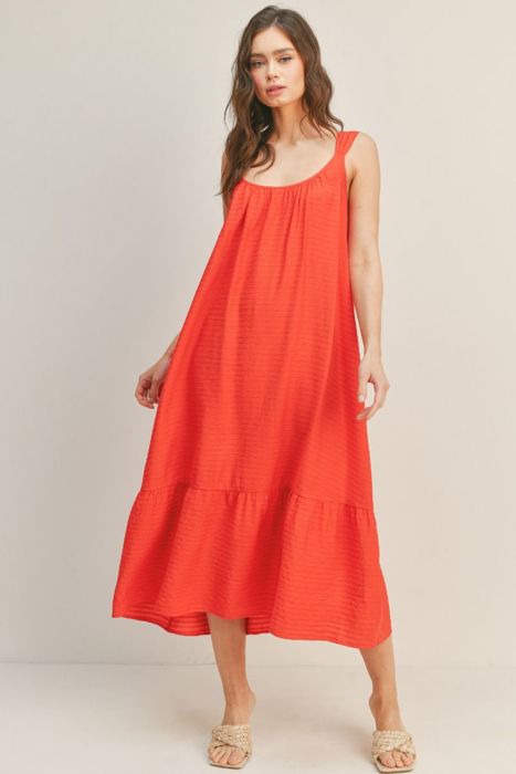 Zoe Back Tie Maxi Dress | Red Woven Bow Tied Open Back Dress | Spring | Summer | Vacation