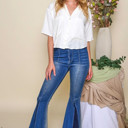  Cora Collared Crop Shirt | Women's Button Down Blouse | Wear to Work Style | Collared Short Sleeve Cropped Top