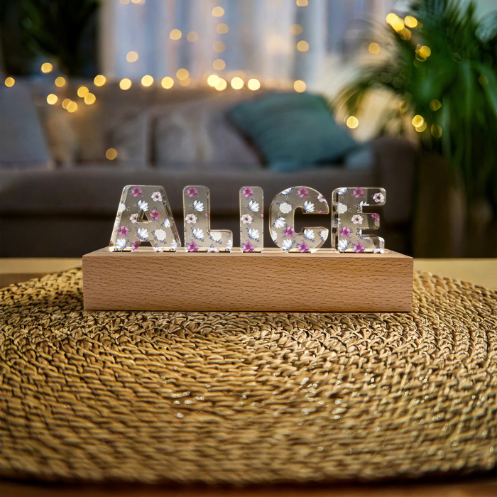 Custom Flower Letter Name Light, Mother's Day Gift, LED Night Light, Personalized Letter Lamp, Birthday Mom Gift, Bedroom Home Decor