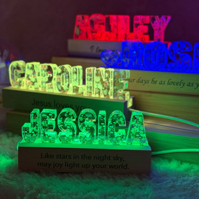 Custom Flower Letter Name Light, Mother's Day Gift, LED Night Light, Personalized Letter Lamp, Birthday Mom Gift, Bedroom Home Decor