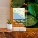 Version 1  First Date map, Where We Met Map, Map Our First Date, Personalized Acrylic Plaque, Anniversary Gift, Girlfriend Gift, LED Night Lamp Couple Keepsake Gift