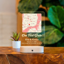 Version 2 First Date map, Where We Met Map, Map Our First Date, Personalized Acrylic Plaque, Anniversary Gift, Girlfriend Gift, LED Night Lamp Couple Keepsake Gift