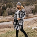 Small Black/Gray Long Plaid Shackets