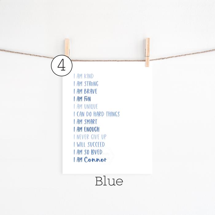 Personalized Positive Affirmations Art Print | Multiple Colors and Sizes