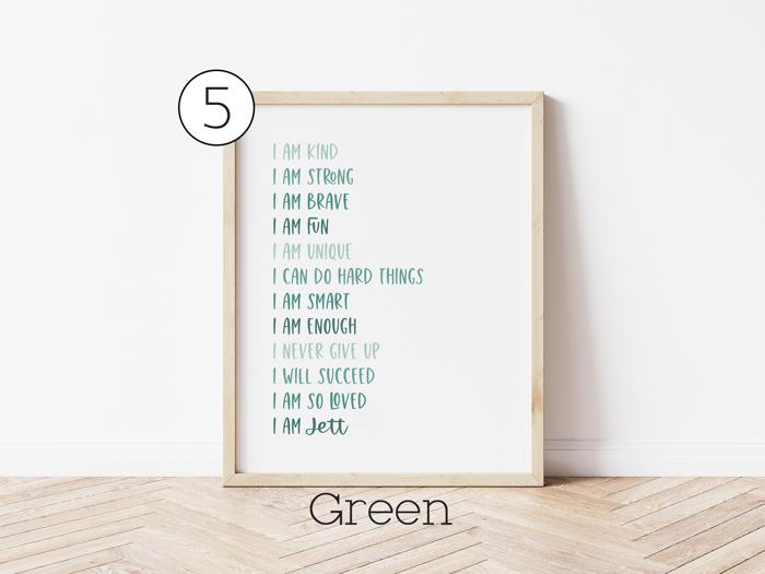 Personalized Positive Affirmations Art Print | Multiple Colors and Sizes