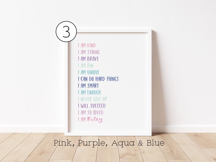 Personalized Positive Affirmations Art Print | Multiple Colors and Sizes