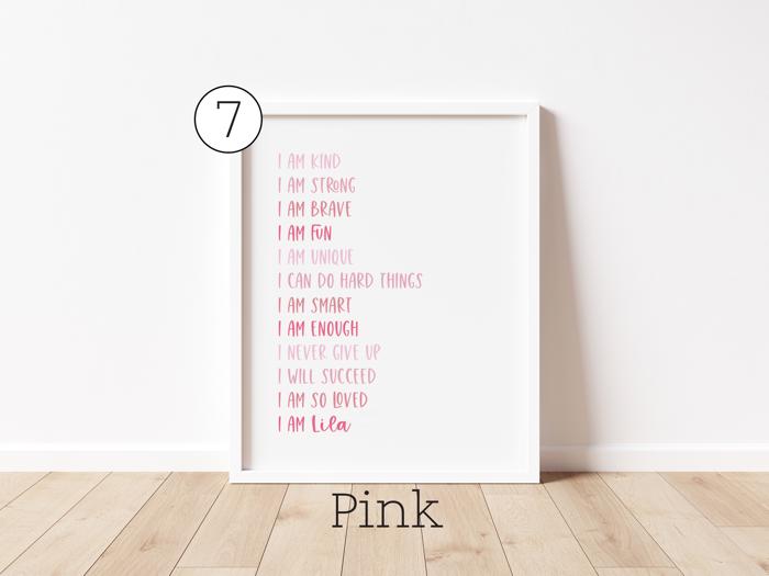 Personalized Positive Affirmations Art Print | Multiple Colors and Sizes