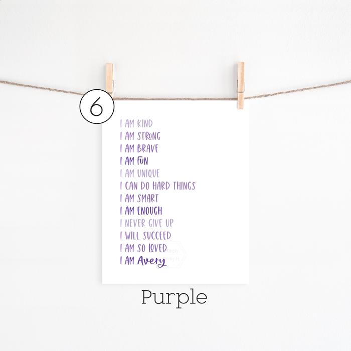 Personalized Positive Affirmations Art Print | Multiple Colors and Sizes