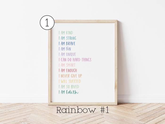 Personalized Positive Affirmations Art Print | Multiple Colors and Sizes